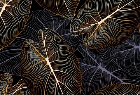 Фотообои листовые Vimala Рисованные листья (270x400)