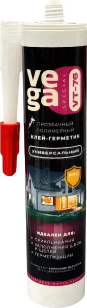 Клей-герметик vega Полимерный VT-76 (260мл, прозрачный) — фото 3