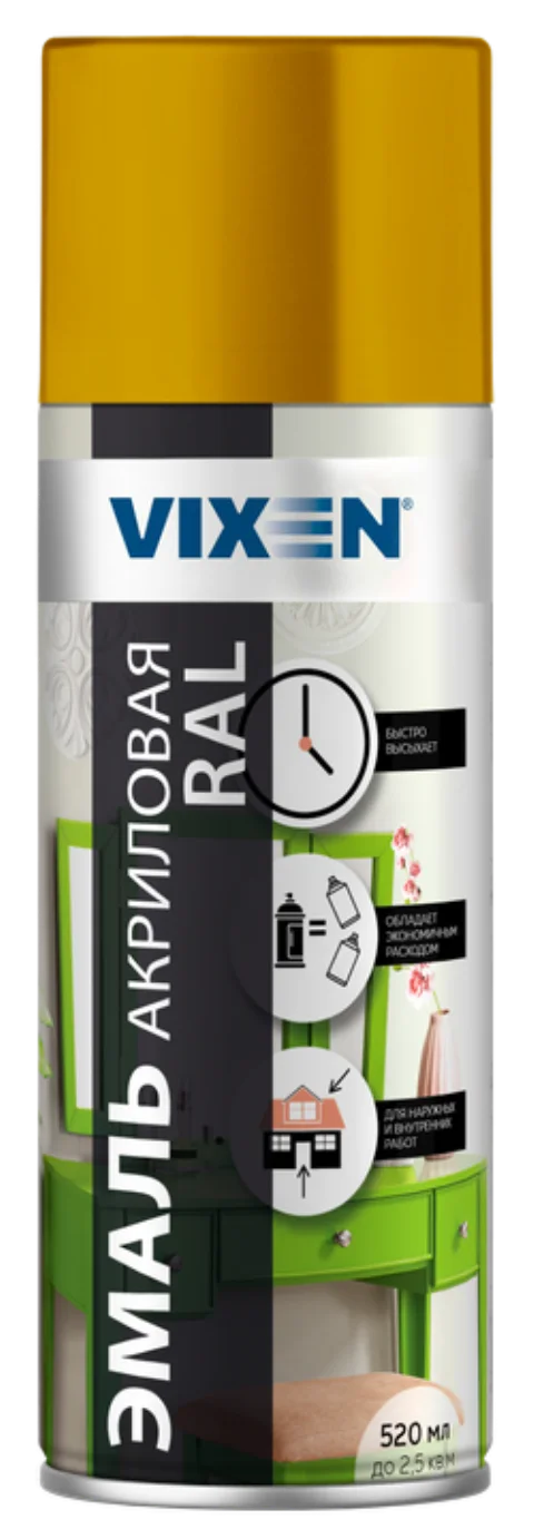Эмаль Vixen Акриловая VX31018 (520мл, цинково-желтый RAL 1018)