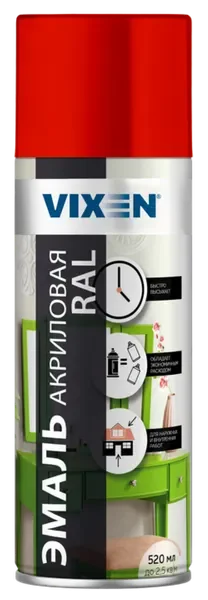 Эмаль Vixen Акриловая VX33020 (520мл, транспортный красный RAL 3020) — фото 3