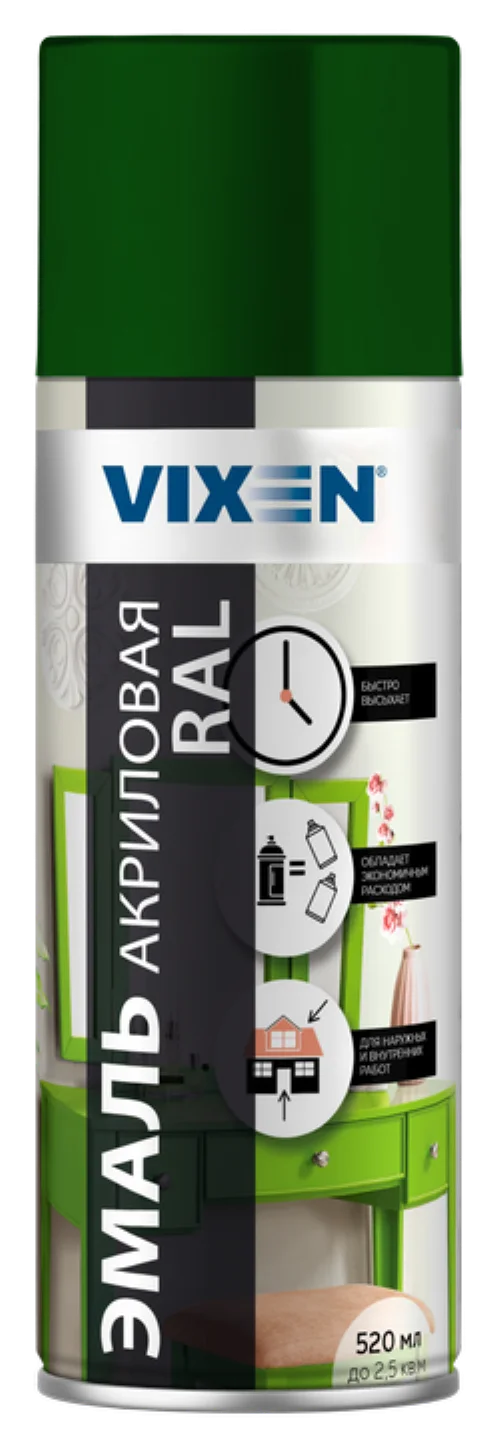 Эмаль Vixen Акриловая VX36005 (520мл, зеленый мох RAL 6005)