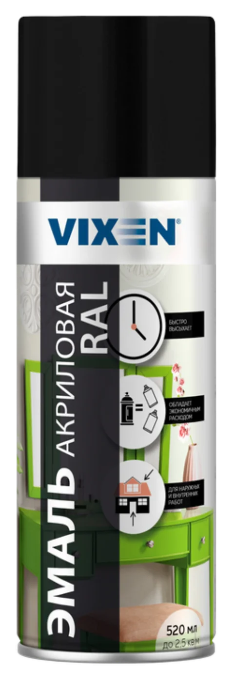 Эмаль Vixen Акриловая VX39005 (520мл, черный янтарь RAL 9005)