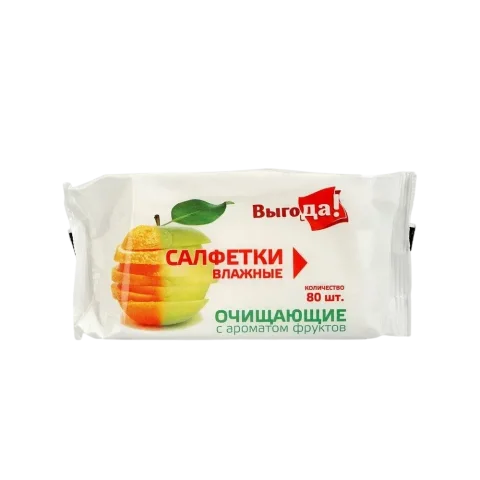 Влажные салфетки Выгода Освежающие Фруктовый аромат (80шт)