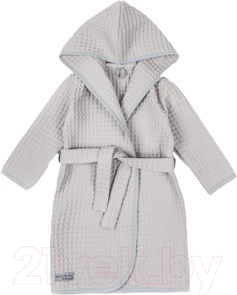 Халат детский Amarobaby Waffle с капюшоном / AB-OD22-WAF2502/11-98 (серый, р.98-104)