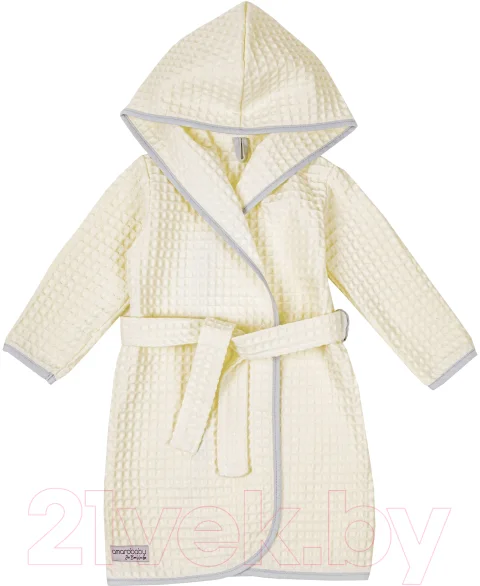 Халат детский Amarobaby Waffle с капюшоном / AB-OD22-WAF2502/33-98 (молочный, р. 98)