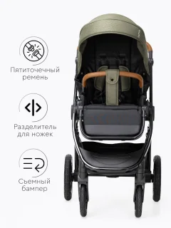 Детская прогулочная коляска Tomix Walker Lux Single / BD101SINGLLUX (Green/Shinny Black) — фото 9