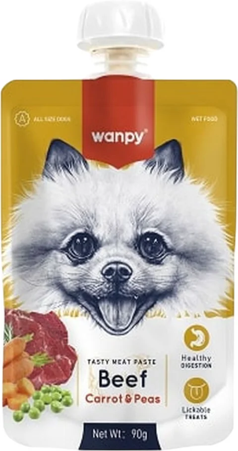 Лакомство для собак Wanpy Мясное пюре из говядины (90г)