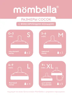 Соска Mombella Wide Neck / 01854 (M, розовый) — фото 6