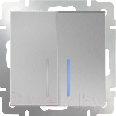 Выключатель Werkel WL06-SW-2G-2W-LED / a029827 (серебристый)