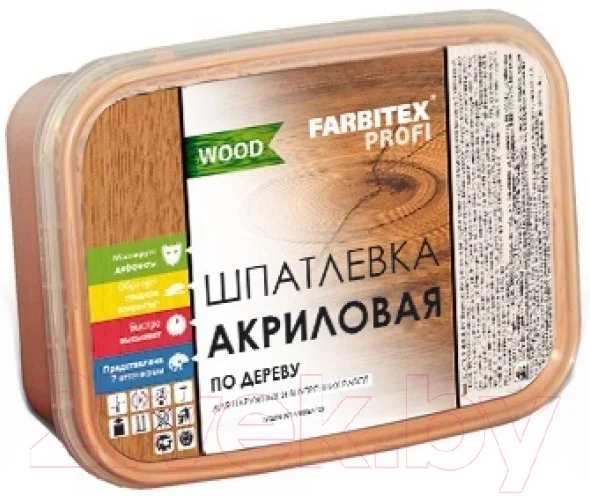 Шпатлевка готовая Farbitex Профи Wood по дереву (800г, белый)