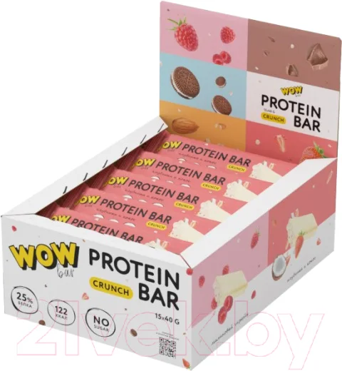 Набор протеиновых батончиков Prime Kraft Wowbar Crunch Клубника и кокос (15x40гр)