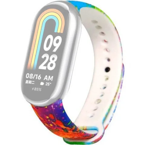 Ремешок для фитнес-трекера Rumi Силиконовый для Xiaomi Smart Band 8/9 (цветные брызги)