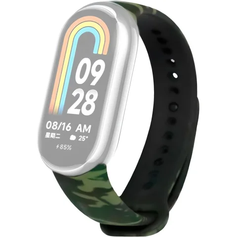 Ремешок для фитнес-трекера Rumi Силиконовый для Xiaomi Smart Band 8/9 (зеленый камуфляж)