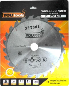 Пильный диск Yourtools Z24 250/32мм — фото 1