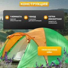 Палатка Sundays ZC-TT010-4P v2 (зеленый/желтый) — фото 3
