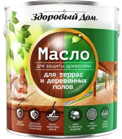Масло для древесины Здоровый дом Для террас и деревянных полов (750мл, слоновая кость) — фото 1