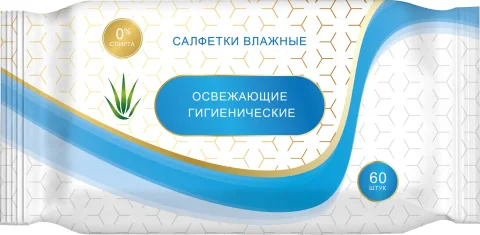 Влажные салфетки No Brand Освежающие с ароматом Алоэ и зеленый чай (60шт)