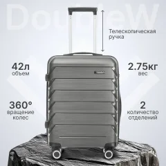 Чемодан на колесах DoubleW Zuna (S, серый) — фото 1